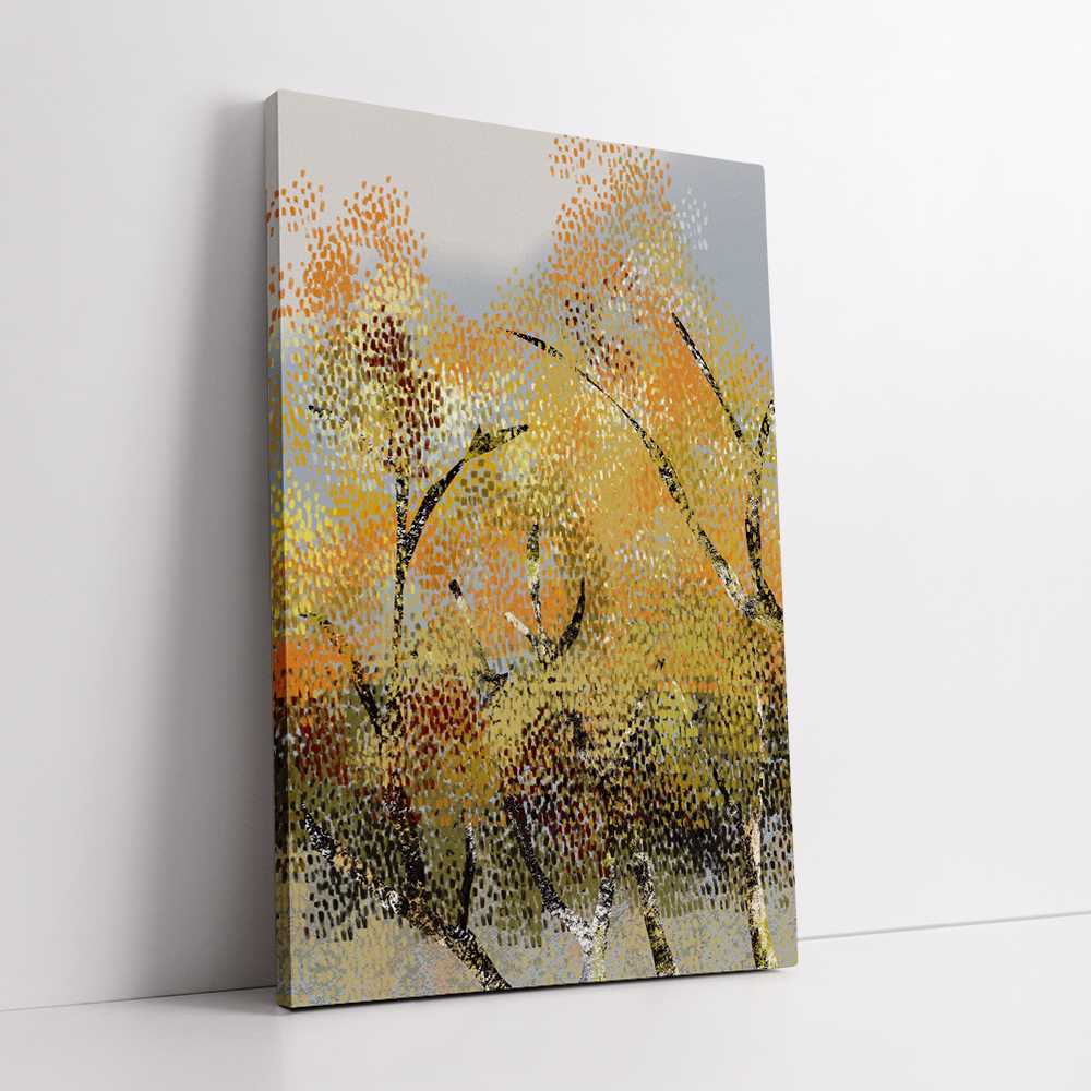 Dotted Golden Tree Home Decoration Canvas