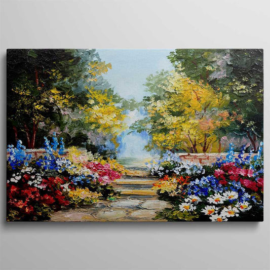 Landscape Painting Diff Colors Of Flowers Canvas Prints