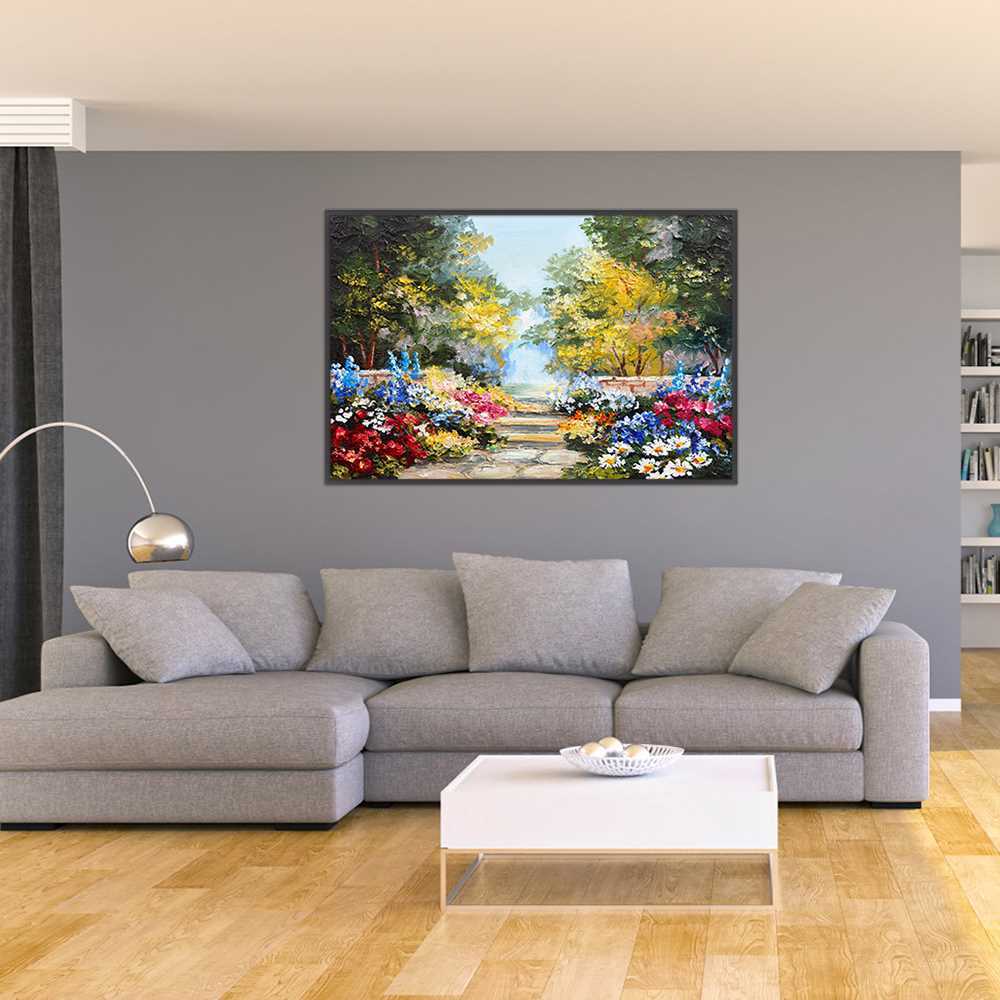 Landscape Painting Diff Colors Of Flowers Canvas Prints