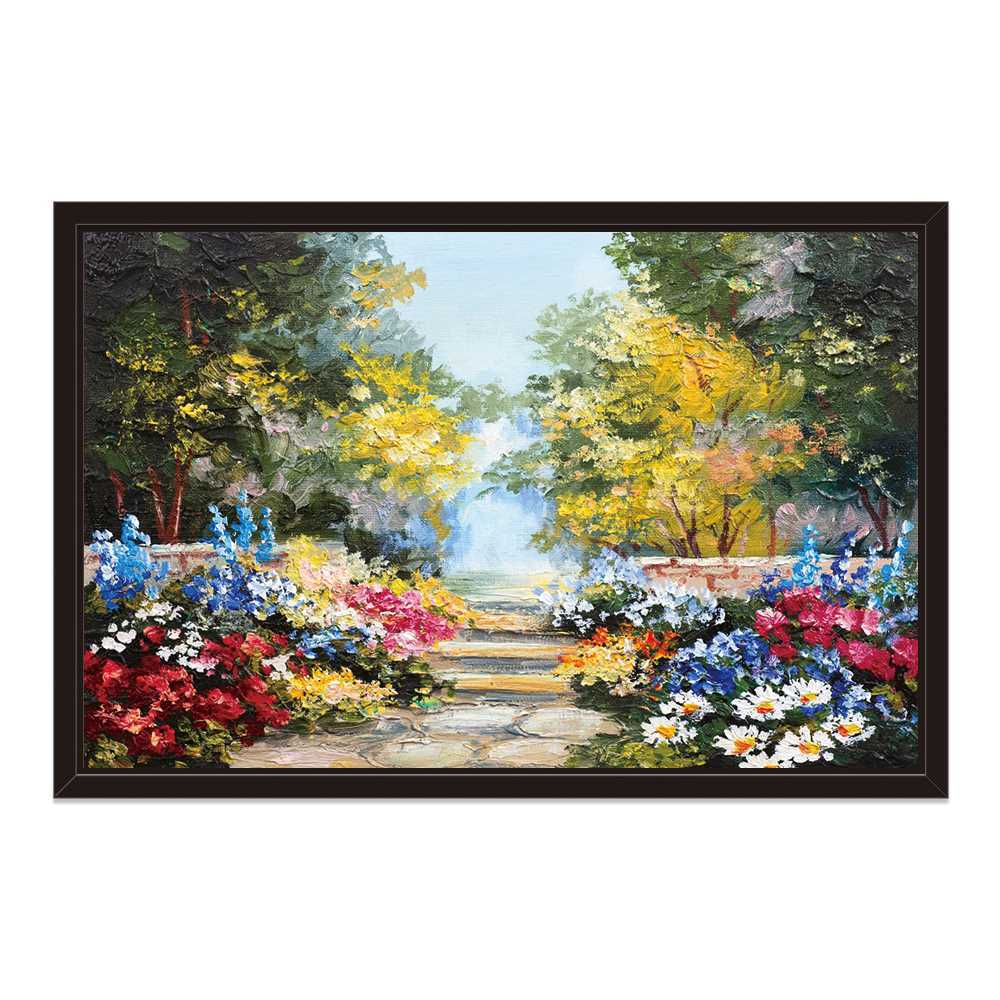 Landscape Painting Diff Colors Of Flowers Canvas Prints