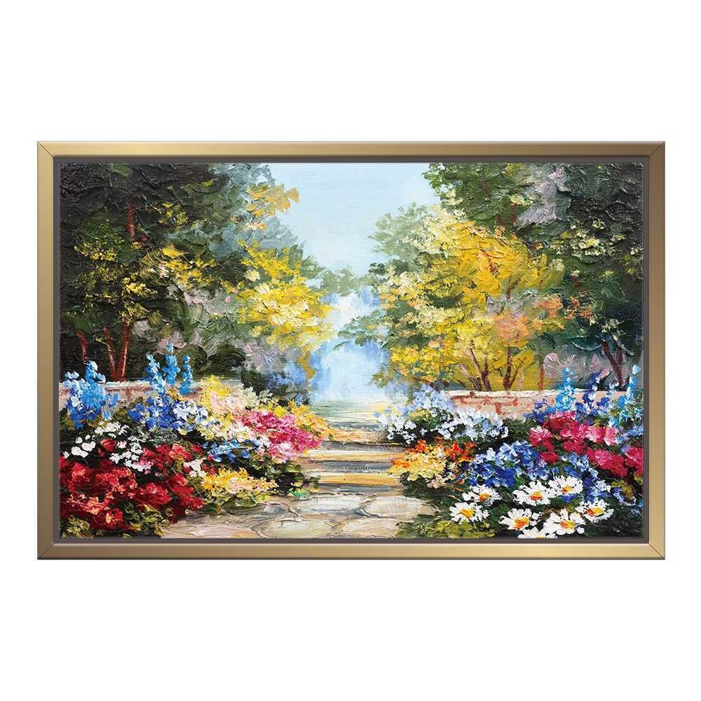 Landscape Painting Diff Colors Of Flowers Canvas Prints