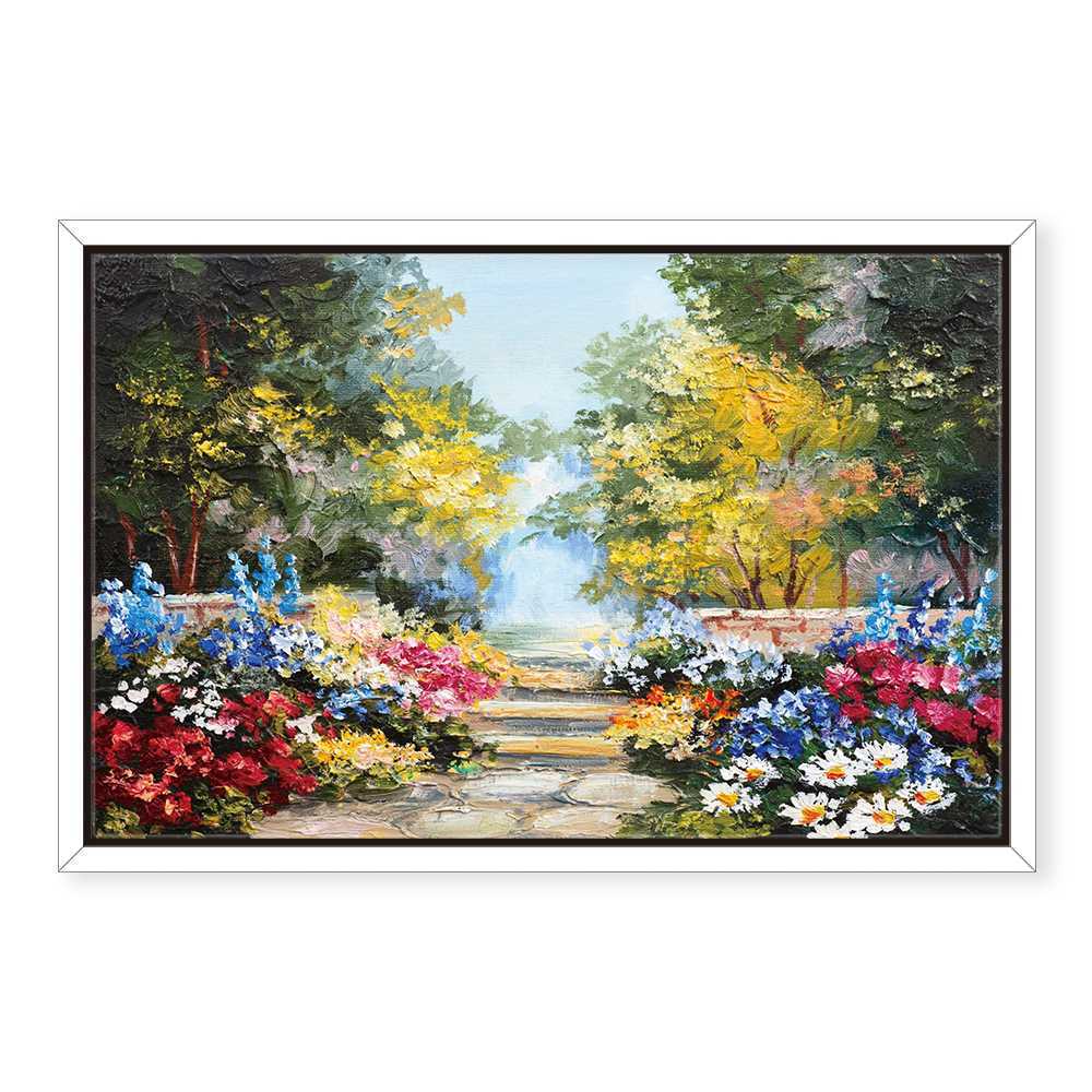 Landscape Painting Diff Colors Of Flowers Canvas Prints