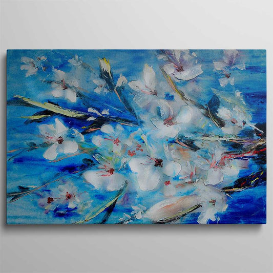 Flowering White-Blue  Decoration Canvas