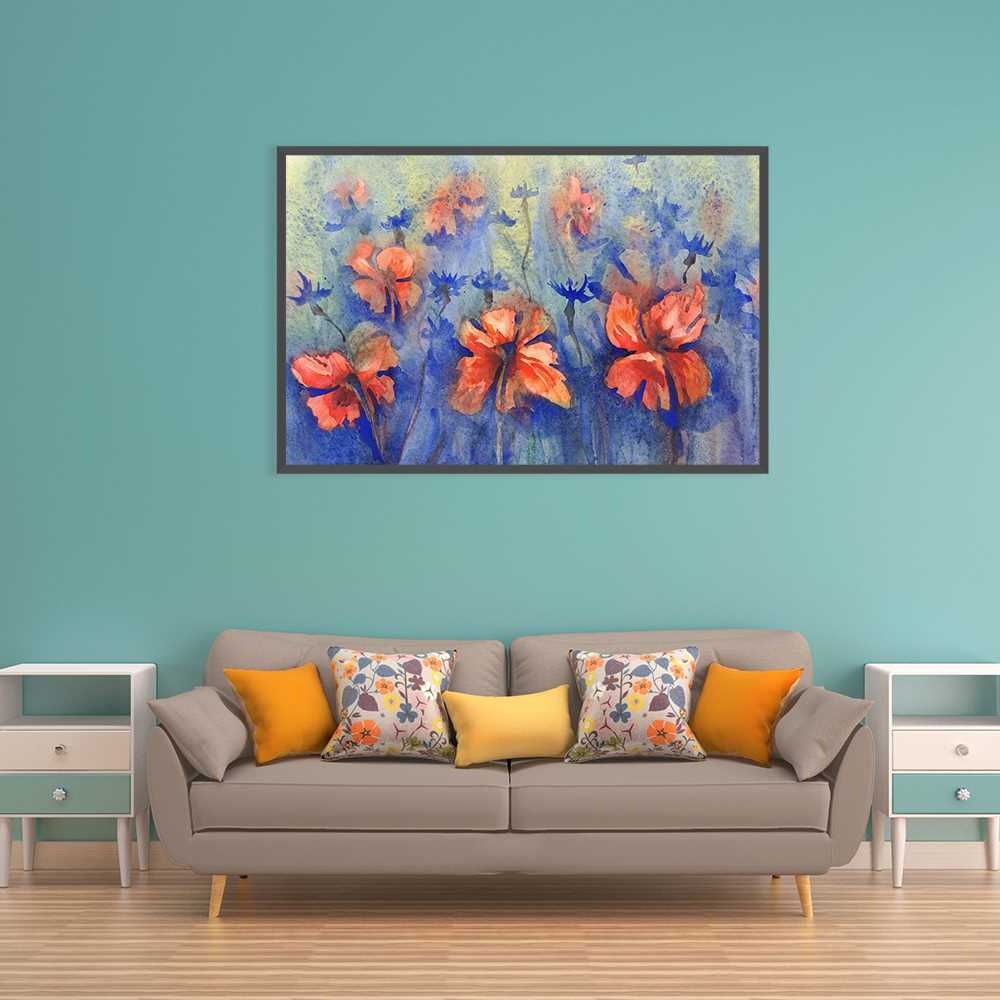 Red Art Flower Decoration Canvas