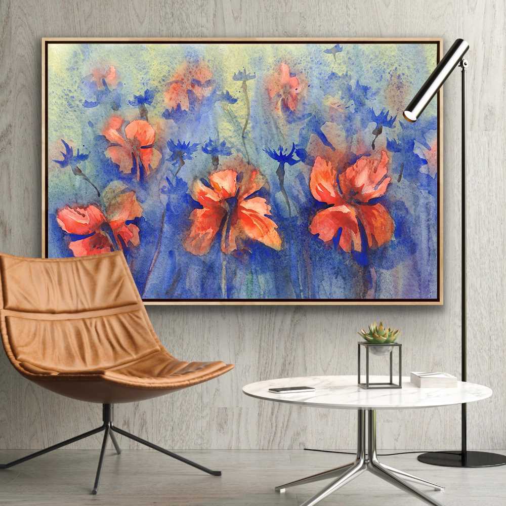 Red Art Flower Decoration Canvas