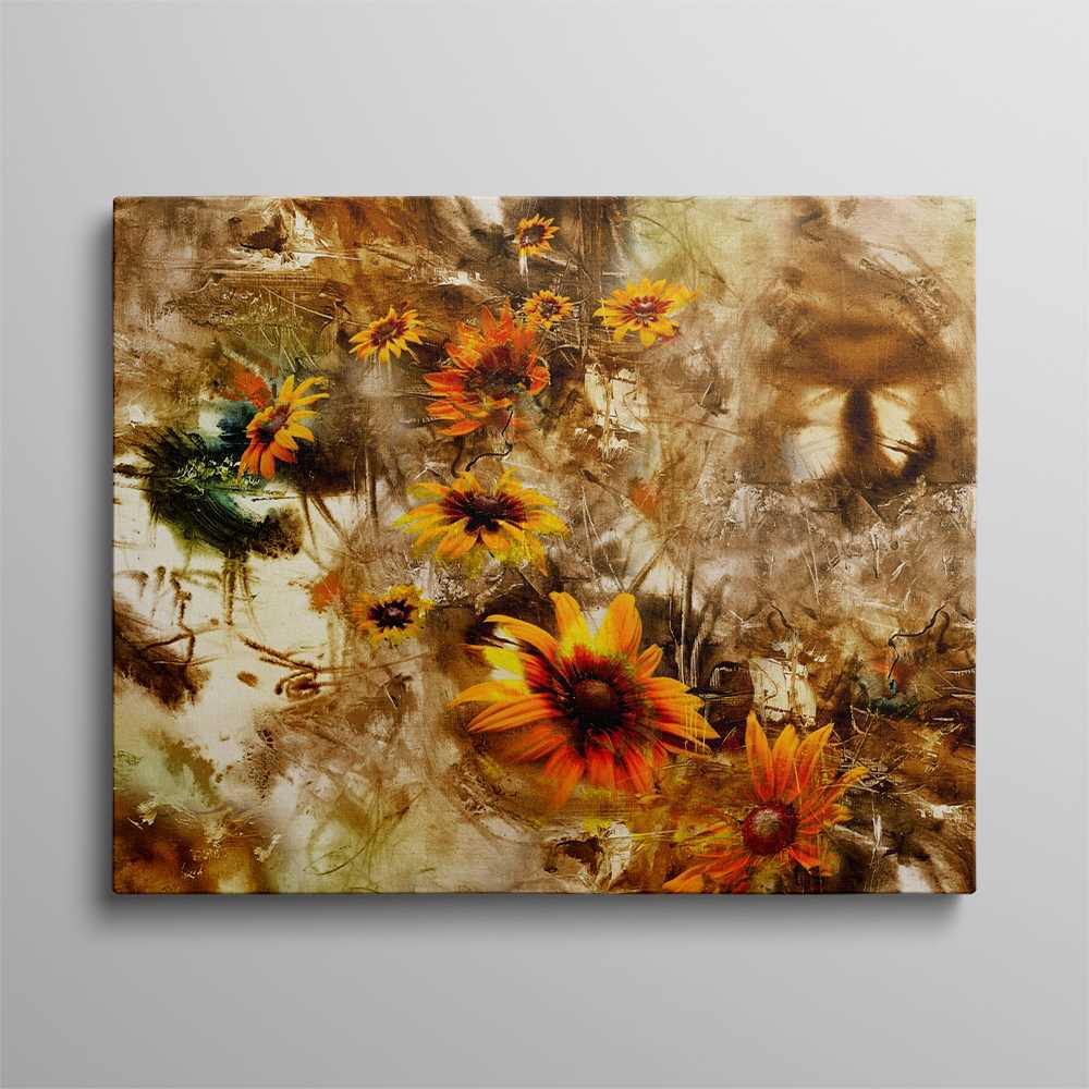 Muddy Sunflower Decoration Canvas