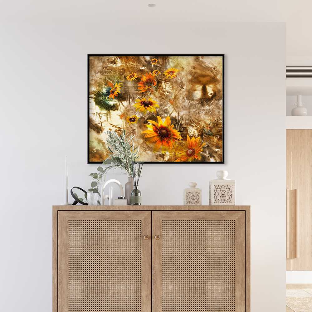 Muddy Sunflower Decoration Canvas