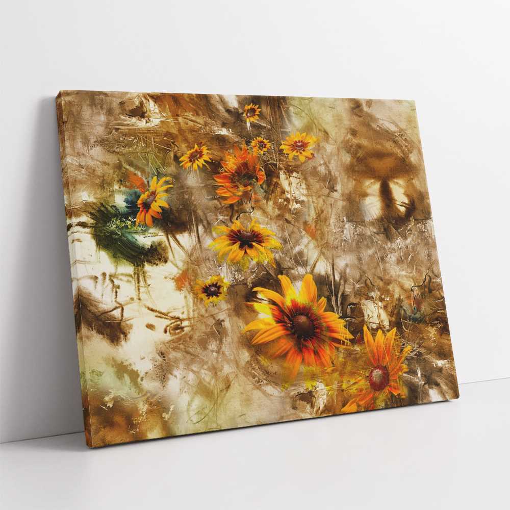 Muddy Sunflower Decoration Canvas