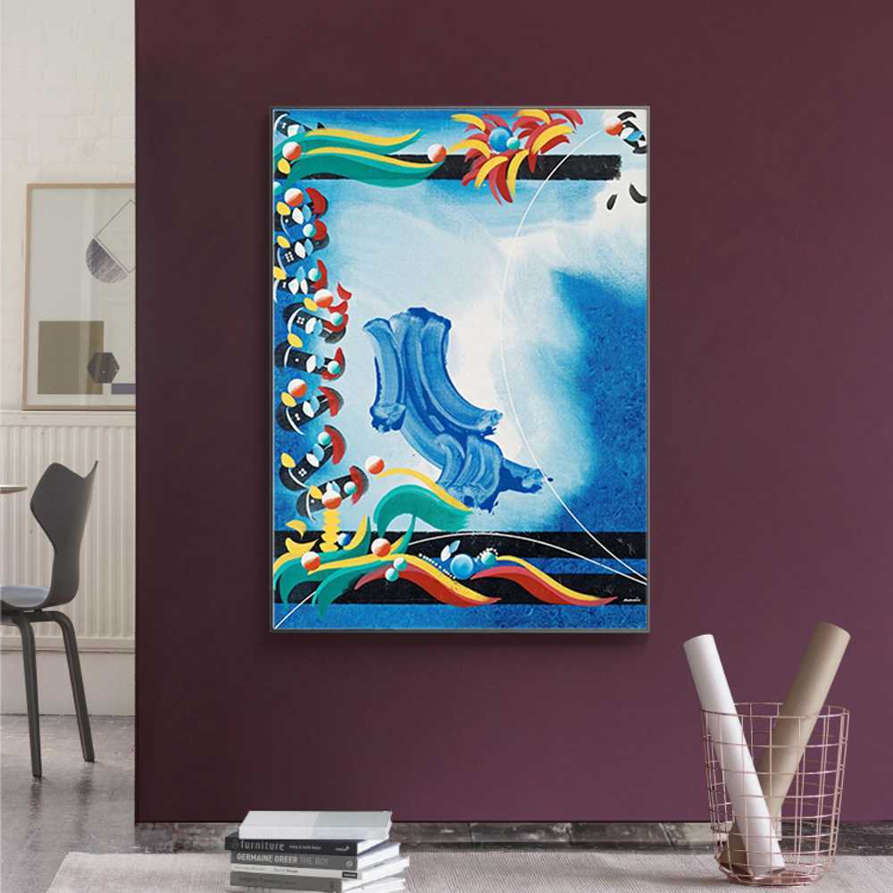 Blue Painting Sided Art Abstract Canvas
