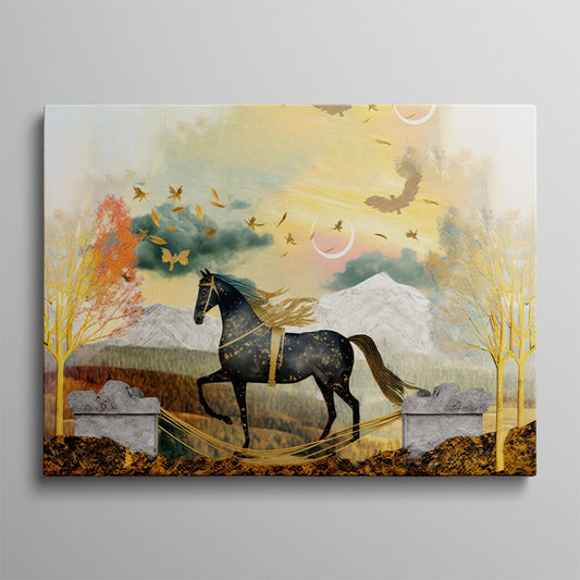 Pastoral Panorama: Horse Wall Art Print