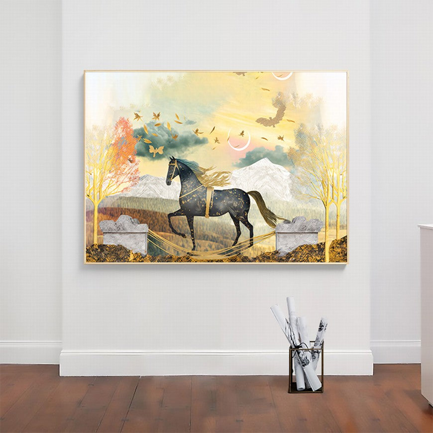 Pastoral Panorama: Horse Wall Art Print