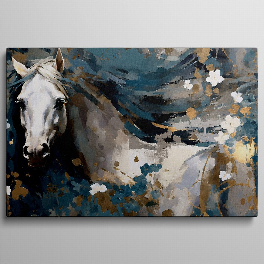 Rustic Retreat: Horse Canvas Painting