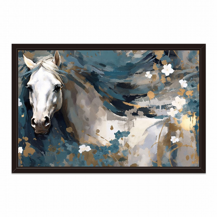 Rustic Retreat: Horse Canvas Painting