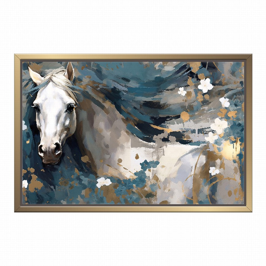 Rustic Retreat: Horse Canvas Painting