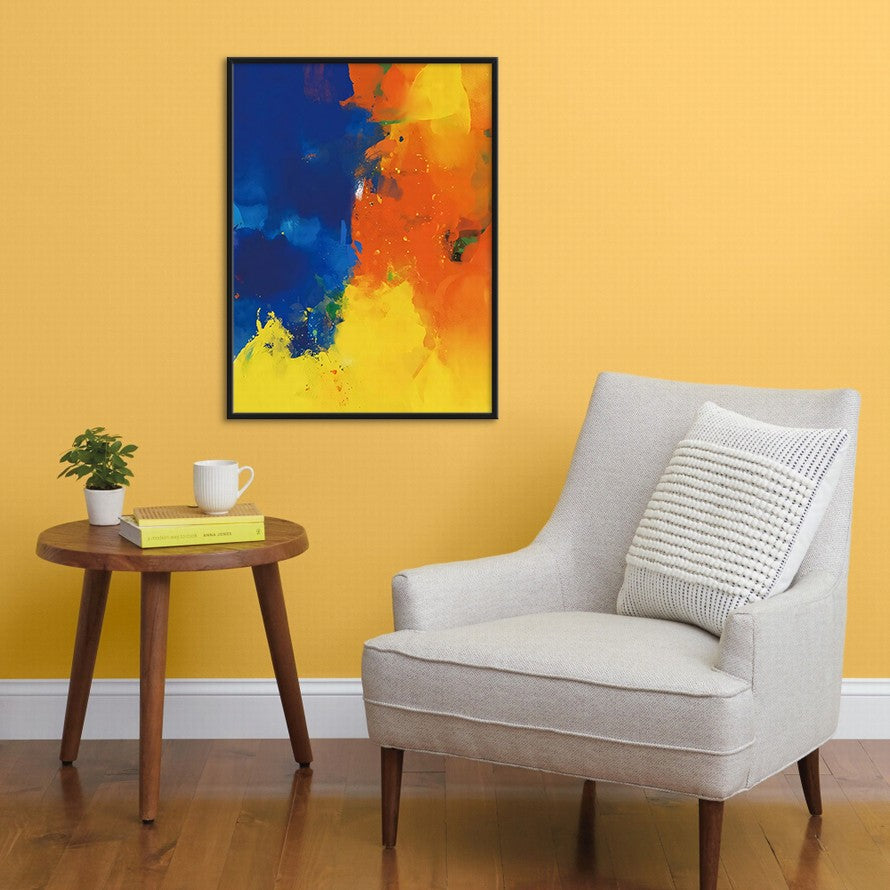 Orange - Blue Ablaze of Colors Abstract Painting
