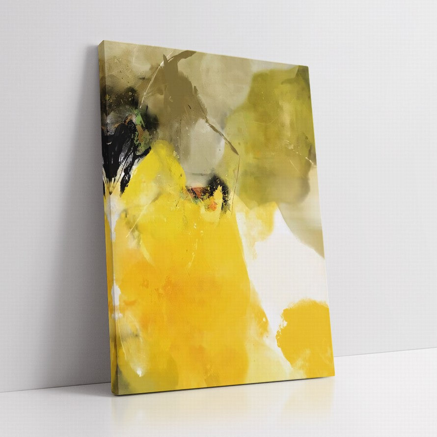 Yellow and Olive Splash of Colors Abstract Painting