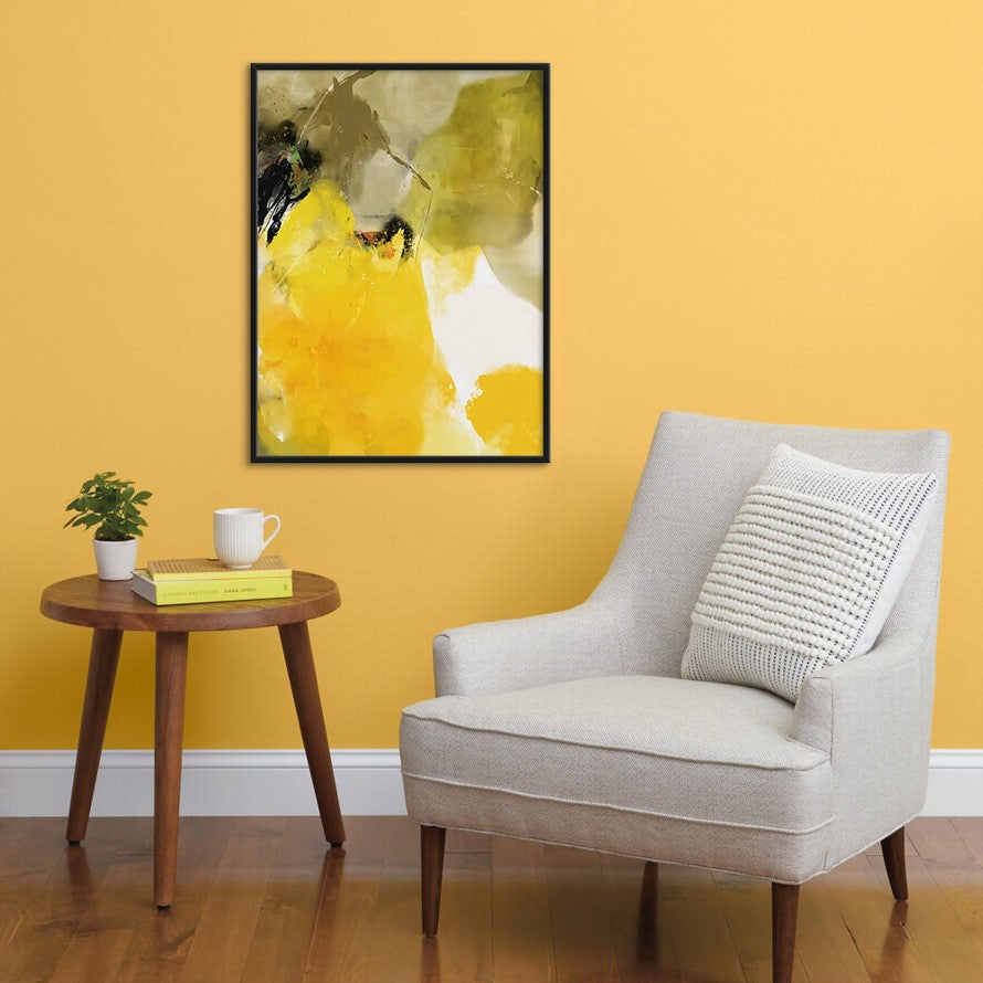 Yellow and Olive Splash of Colors Abstract Painting
