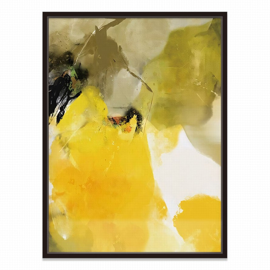 Yellow and Olive Splash of Colors Abstract Painting