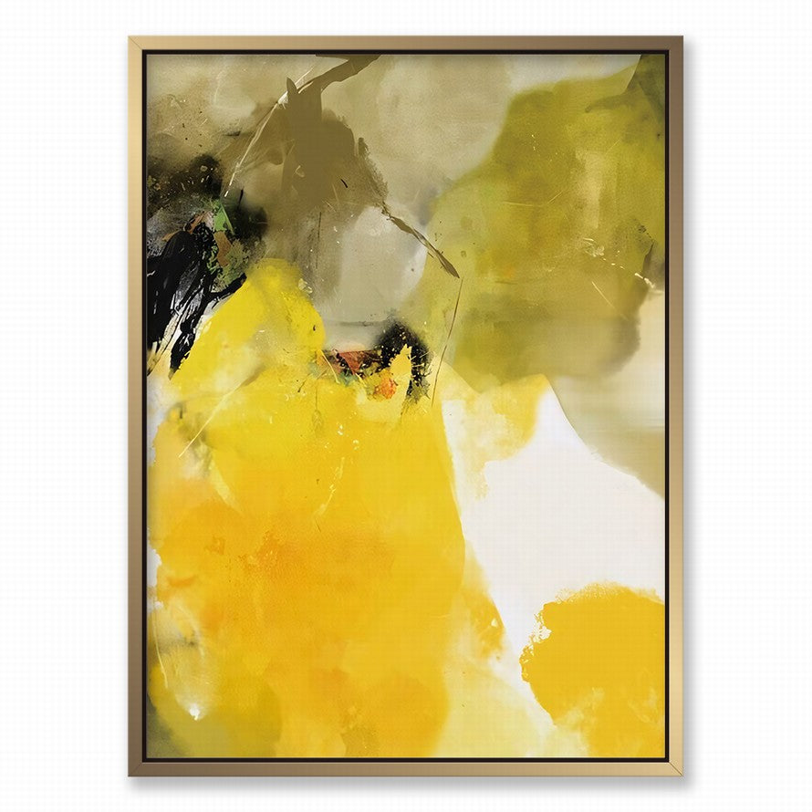 Yellow and Olive Splash of Colors Abstract Painting