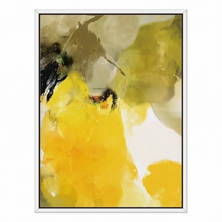 Yellow and Olive Splash of Colors Abstract Painting