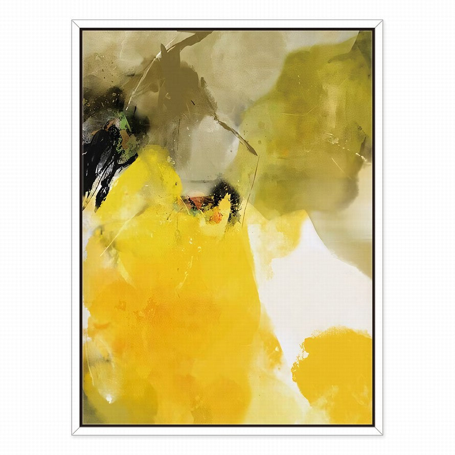 Yellow and Olive Splash of Colors Abstract Painting