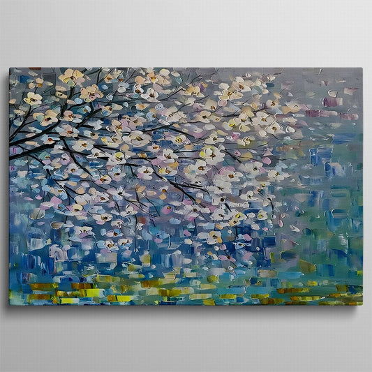 Sakura's Soft Pink Embrace Oil Canvas