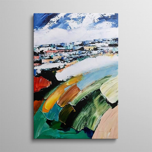 City Escape with Mountain Views Abstract Painting