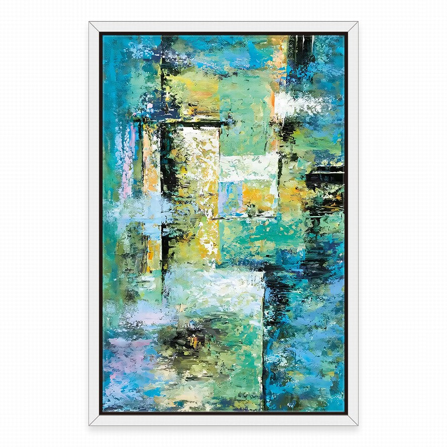Splash of Blue - Green Hues Abstract Oil Canvas