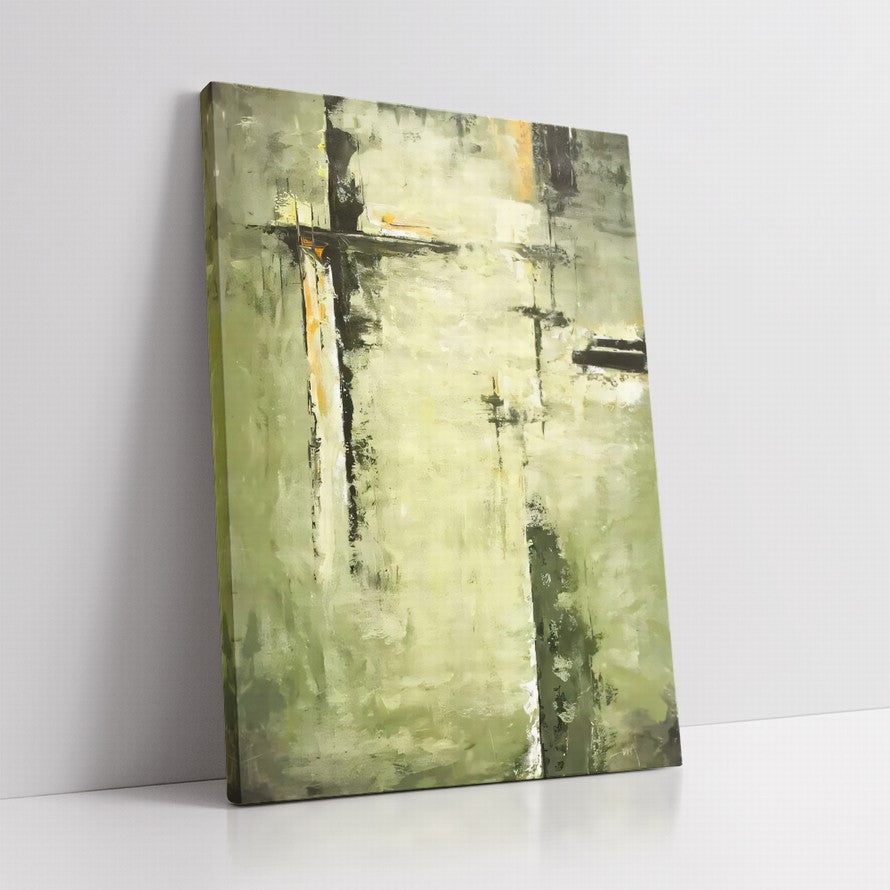 Sage Green Hues of Water Abstract Oil Painting