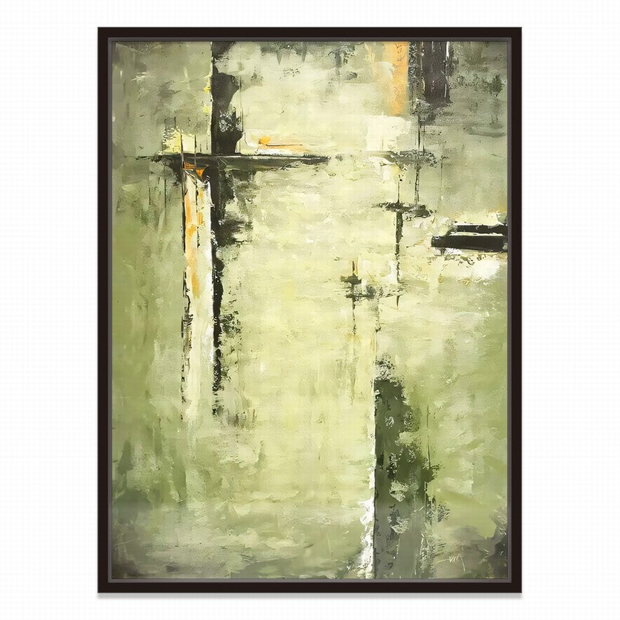 Sage Green Hues of Water Abstract Oil Painting