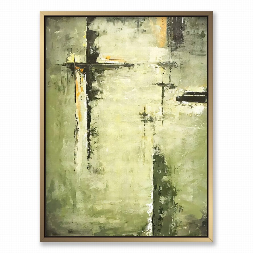 Sage Green Hues of Water Abstract Oil Painting