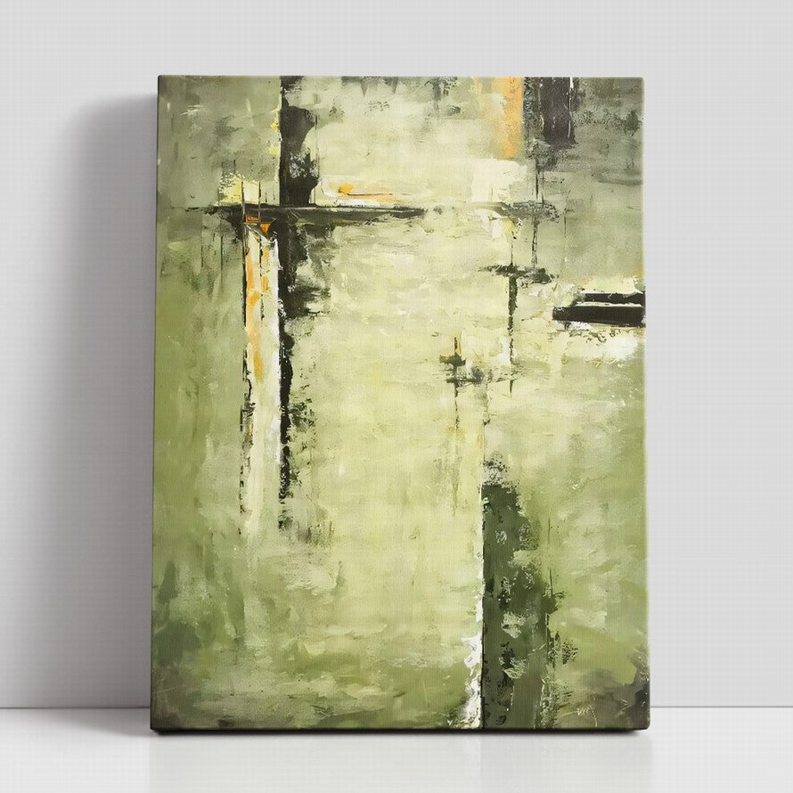 Sage Green Hues of Water Abstract Oil Painting