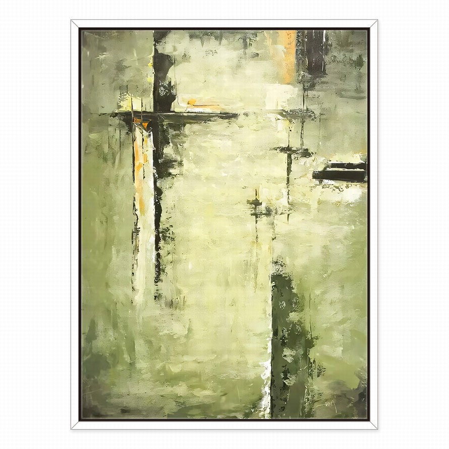 Sage Green Hues of Water Abstract Oil Painting