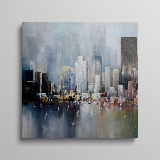 City View from Waters Abstract Oil Painting