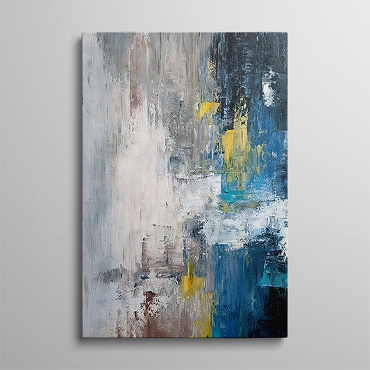 Azure Dreams, Golden Realms Abstract Oil Canvas