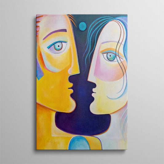 Eclectic Illustration of a Man and a Woman Canvas