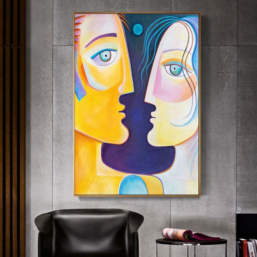 Eclectic Illustration of a Man and a Woman Canvas