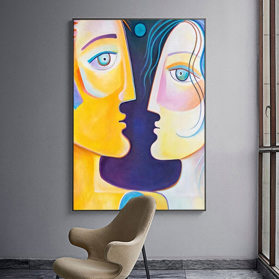 Eclectic Illustration of a Man and a Woman Canvas
