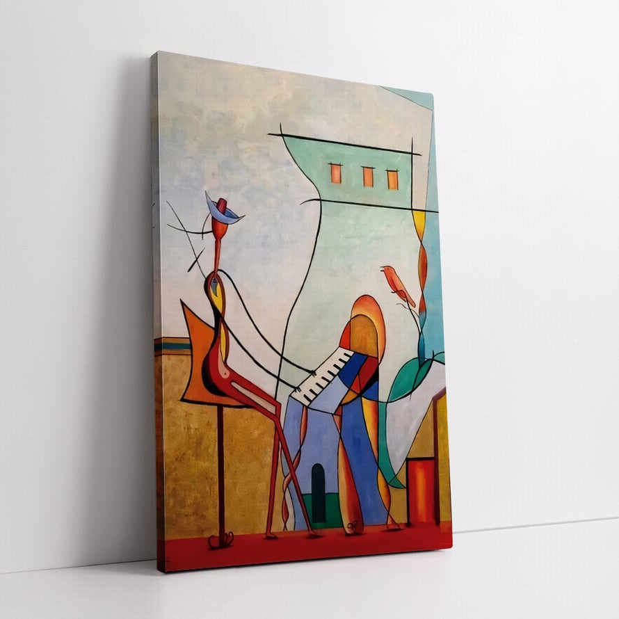 Eclectic Illustration of Flowers and a Building Canvas