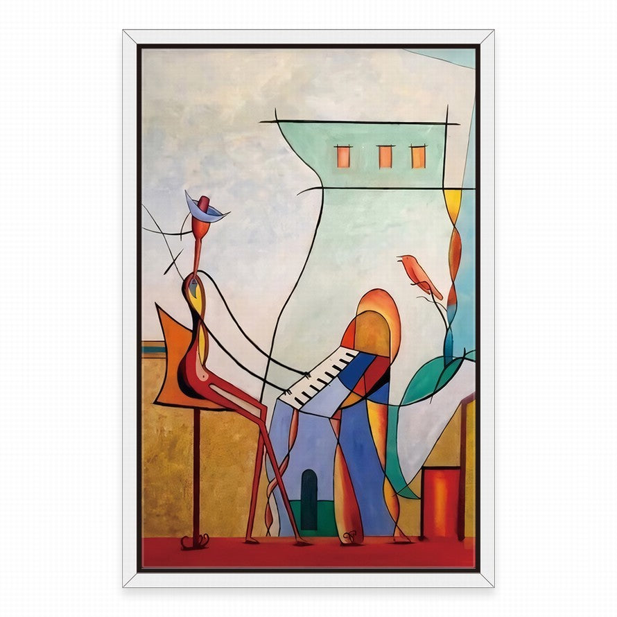 Eclectic Illustration of Flowers and a Building Canvas