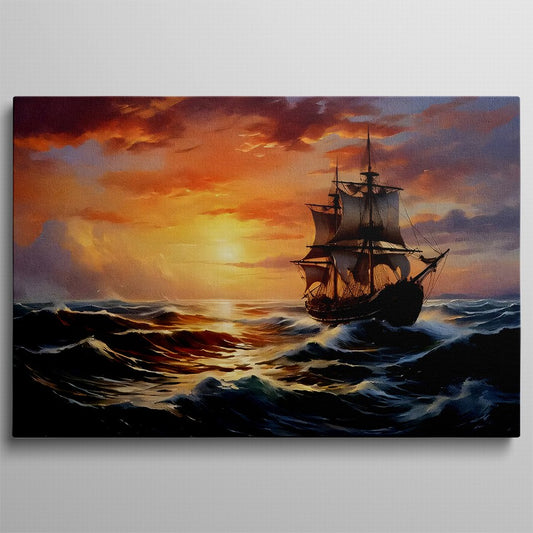 Twilight Sail, Golden Reflections Canvas