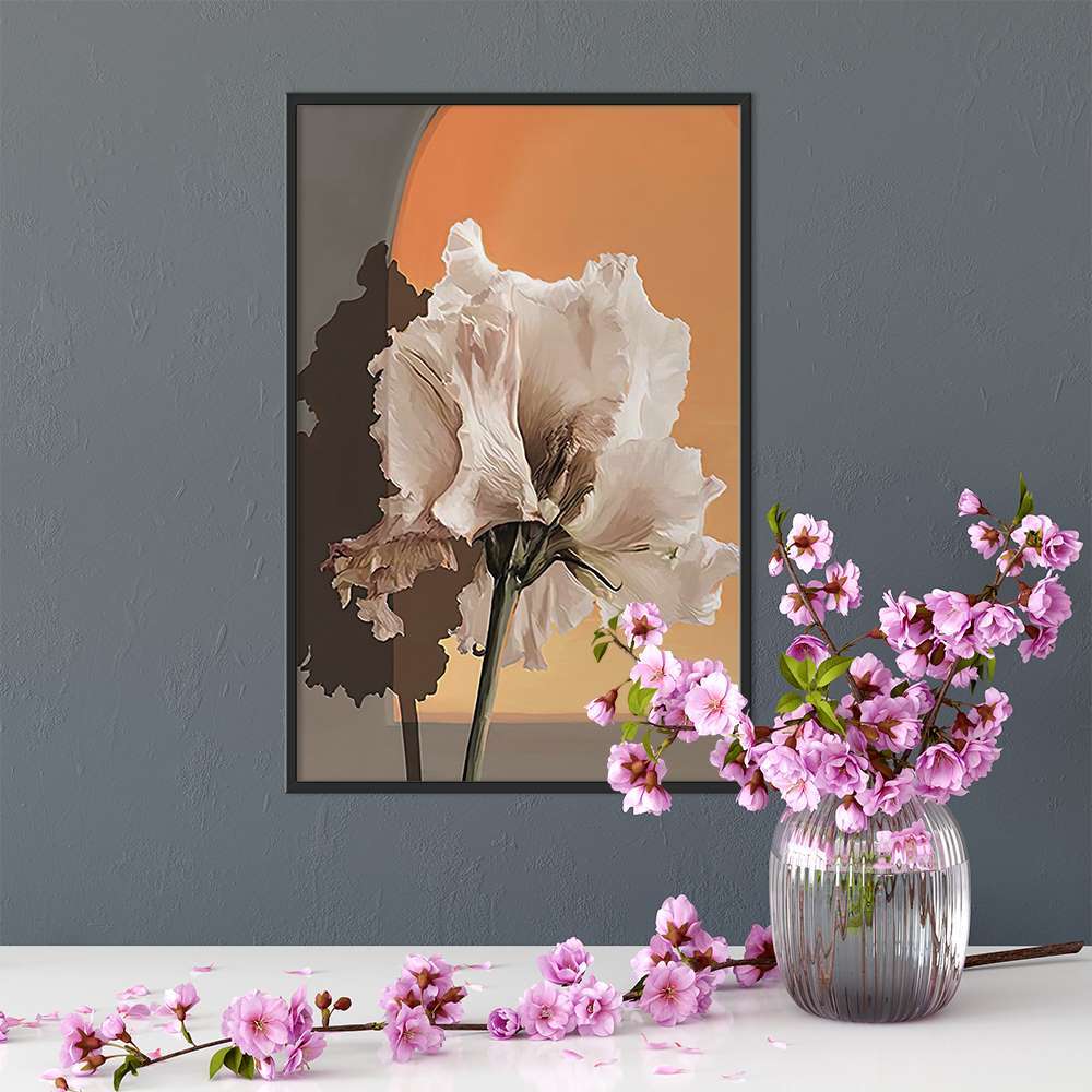 Morandi White Minimalist Flower Prints
