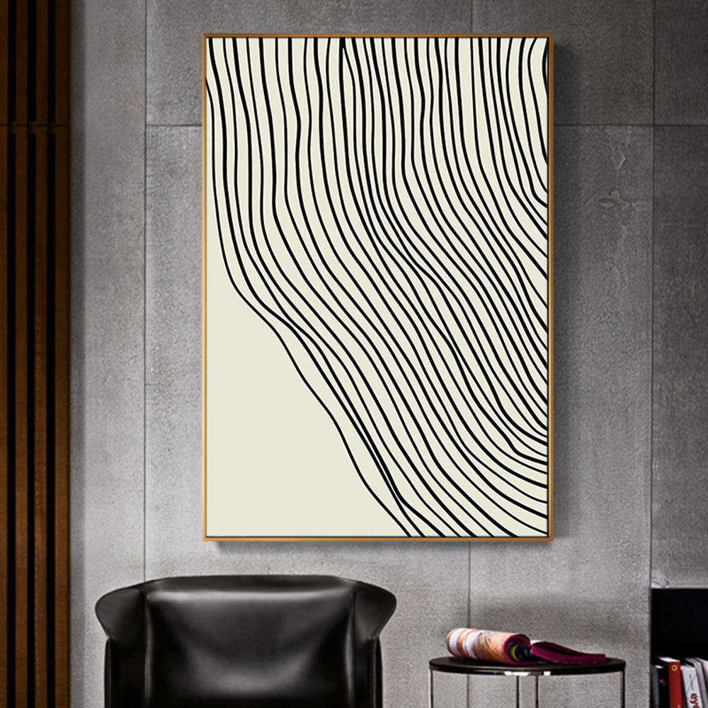 Beige Wave Lines Wall Art