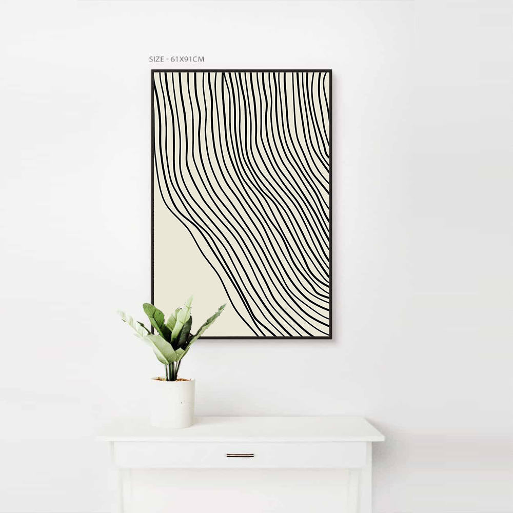 Beige Wave Lines Wall Art
