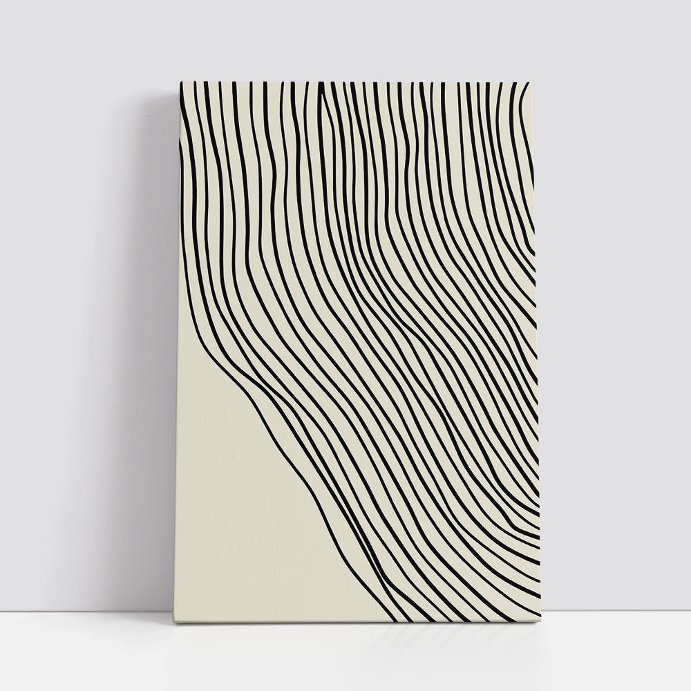Beige Wave Lines Wall Art