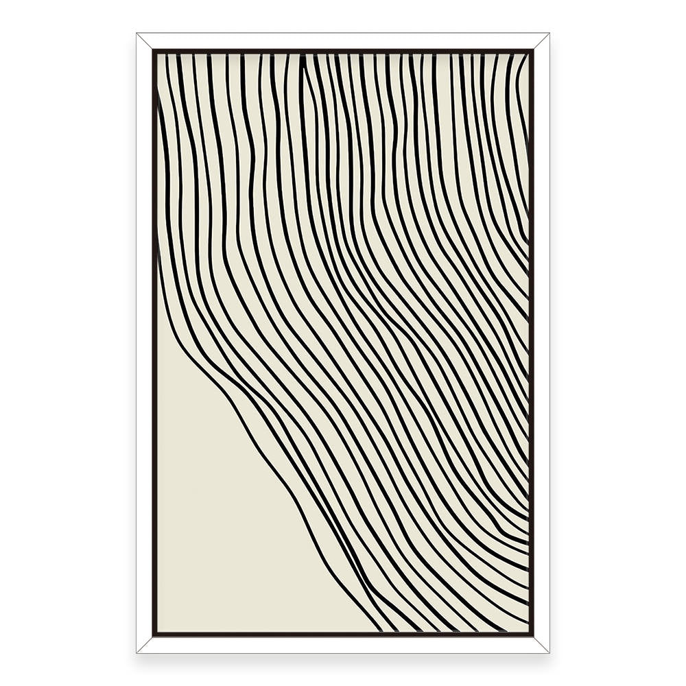 Beige Wave Lines Wall Art