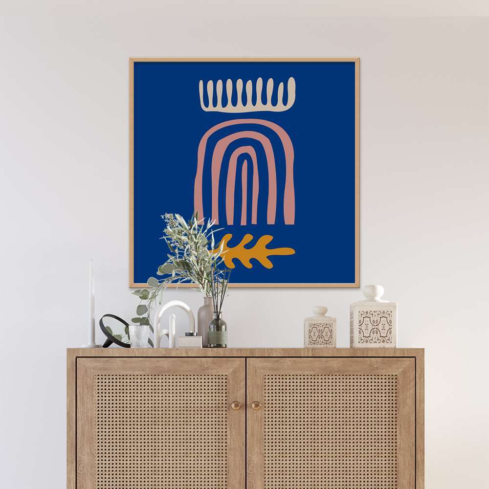Klein Blue Art Curve-Vave Shape Prints