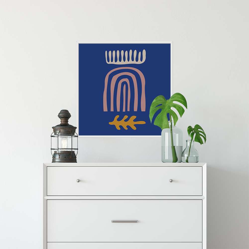 Klein Blue Art Curve-Vave Shape Prints