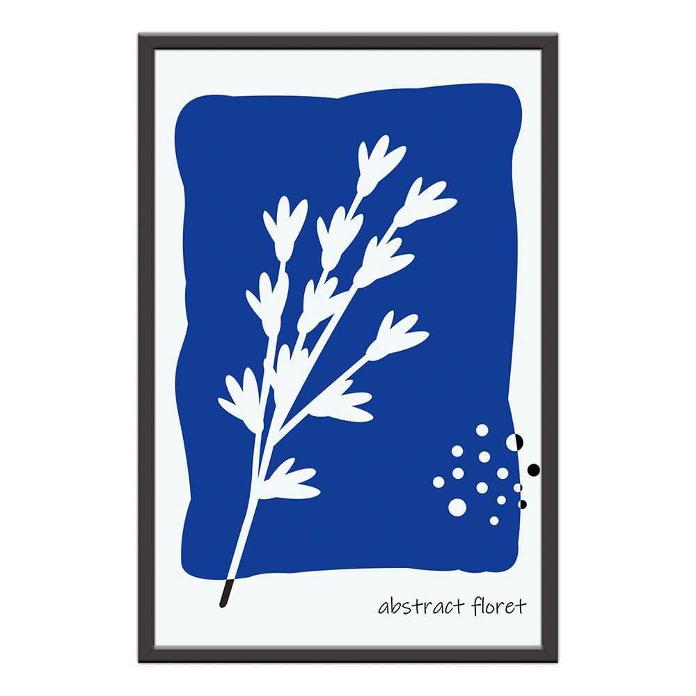 Klein Blue Art White Flowers Prints