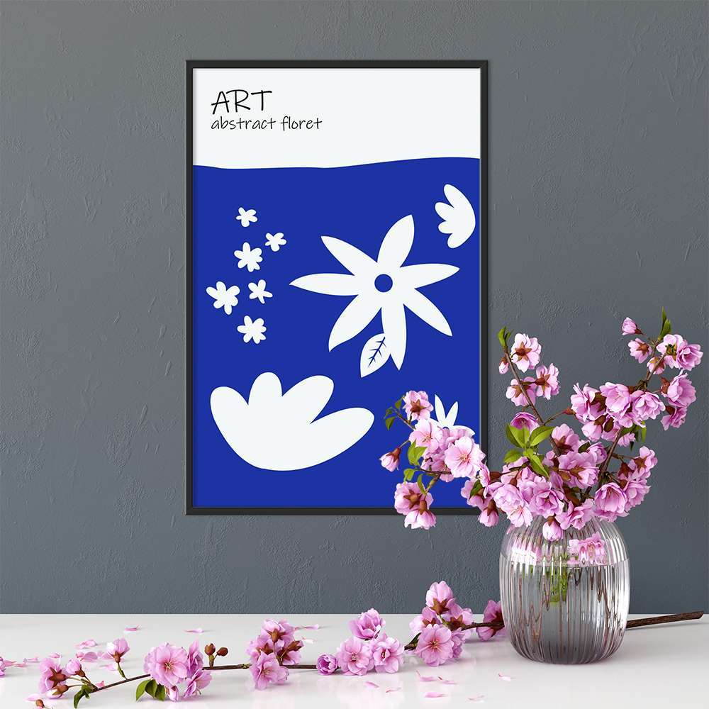 Klein Blue Art Pieces of  WhiteFlower Prints